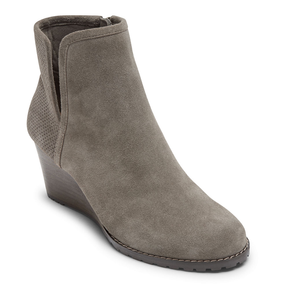 Rockport Womens Hollis V-Cut - Booties Grey - CZO957403